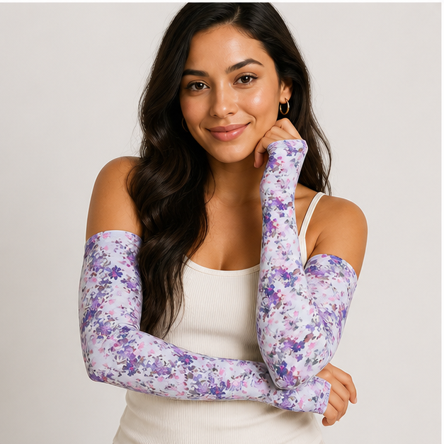 Arm Sleeves Gardening Gifts for Women - Outdoor UV Protection Cover for Plant Lover Running Biking Driving - model view