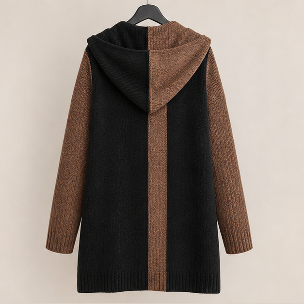 Women's Fall Outfits Open Front Long Sleeve Hooded Knit Cardigan Sweaters Color Block Outwear Coats - image 2